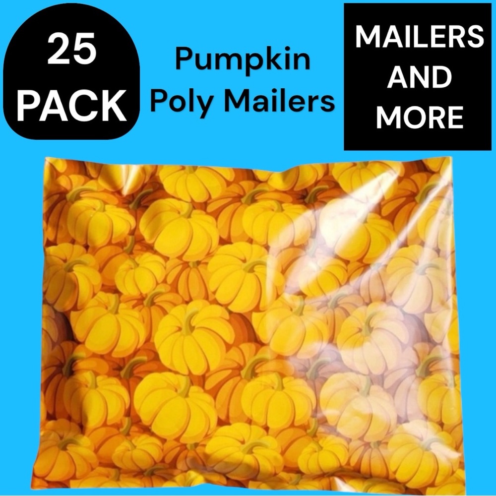 25 10X13 Poly Mailers Pumpkin, Shipping Envelopes Bags PRICE IS FIRM Fall - Picture 4 of 11